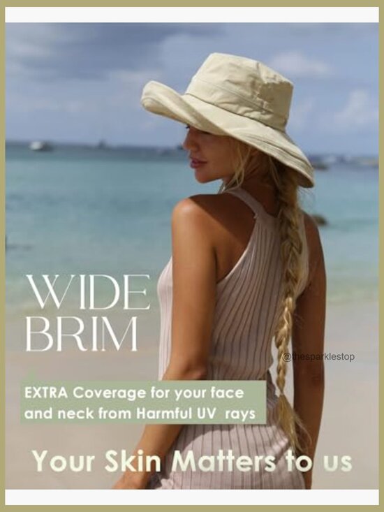 Wide Brim Cotton Sun Hat with Ponytail Hole, Foldable for Outdoor Activities main image 4